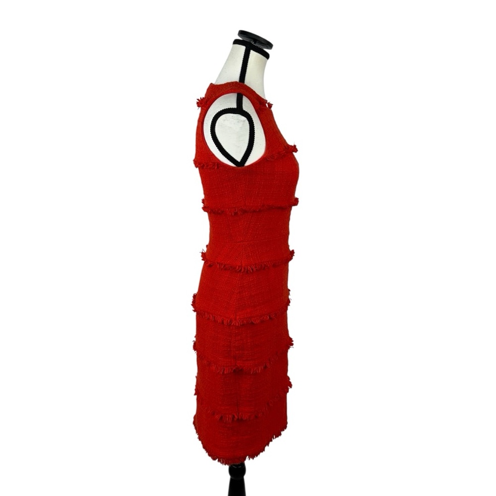 J.Crew Red Tweed Fringe Shift Dress Sleeveless Sheath Lined Cocktail Party 00 - Picture 3 of 11